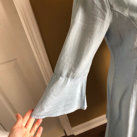 Light wash chambray fit-n-flare midi dress - Picture 3 of 6